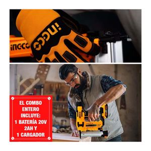 Clavadora Inalámbrica 20V Litio Ingco + 1 Batería 2Ah + 1 Cargador