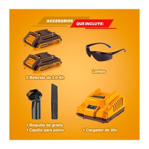 Sopladora 20V + Aspiradora Mano 20V+ 2Bat Hogar Ingco