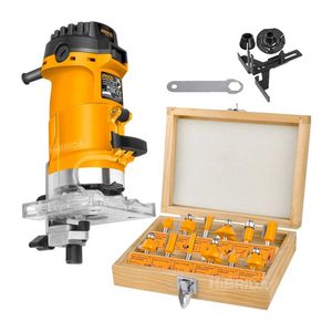 Combo Emtop Ruteadora De Palma 500W 1/4' + Set De 12 Fresas De 6Mm