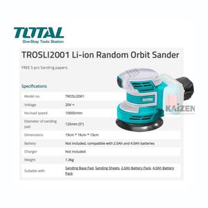 Lijadora Roto Orbital 20V Inalámbrica Li-On Total - Trosli2001