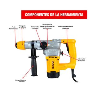 Rotomartillo Percutor Ingco 1050W 45J Sds Plus 1100Rpm - Combo