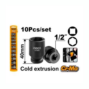Set De 10 Dados ½" Para Llave De Impacto N°10-24 Ingco - Hkissd12101