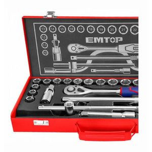 Juego De 24 Dados Mecanicos Encastre 1/2´ Emtop - Eskt12243