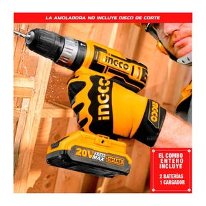 Combo 20V Ingco Taladro Percutor Atornillador  Amoladora Angular