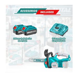 Combo Motosierra Inalámbrica Cortadora Madera 20V  Y 2 Baterías 4 Ah