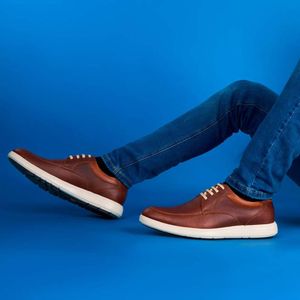 Zapato Derby Casual ANGELO-078 Cafe Viale Homme Cuero