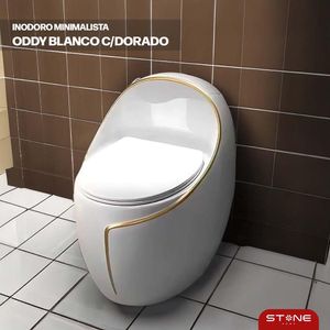 INODORO MINIMALISTA ODDY BLANCO C/DORADO STONE