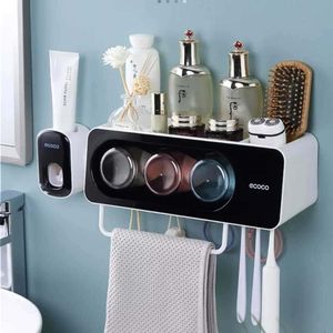 Organizador De Baño 3 Vasos con Porta Cepillos Negro  4113VAS03