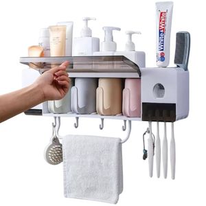 Organizador de Baño con 4 Tazas de Enjuague Portacepillos y Dispensador Baspo  5500003