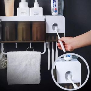 Organizador de Baño con 4 Tazas de Enjuague Portacepillos y Dispensador Baspo  5500003