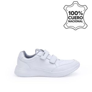 Zapatilla Escolar Casual ALEX-056 Blanco Rabbit Cuero