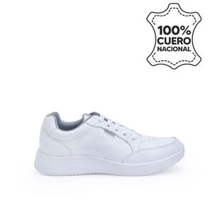 Zapatilla Escolar Casual ALEX-053 T Blanco Rabbit Cuero