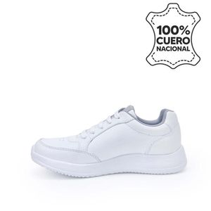 Zapatilla Escolar Casual ALEX-053 T Blanco Rabbit Cuero