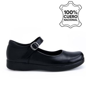 Zapato Escolar Ballerina Casual MANA-2504 NEGRO Rabbit Cuero