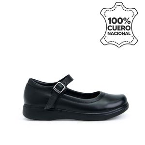 Zapato Escolar Ballerina Casual MANA-055 Negro Rabbit Cuero