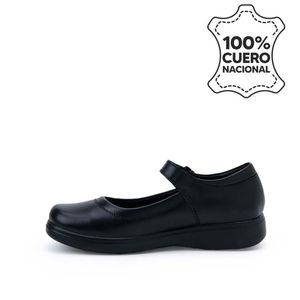 Zapato Escolar Ballerina Casual MANA-055 Negro Rabbit Cuero