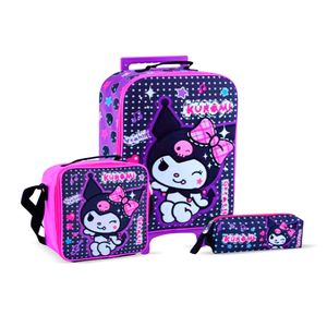 SET KOMBAT MOCHILA + LONCHERA + CARTUCHERA KUROMI 3d