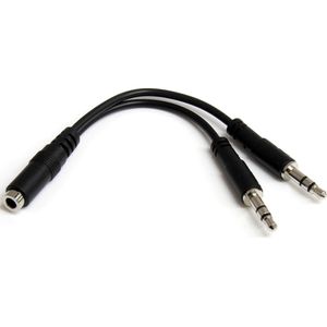 StarTech Cable Y de 3.5mm TRRS Femenino a 2 Machos TRS de 3.5mm (5.1") - Para Auriculares de 4 Polos