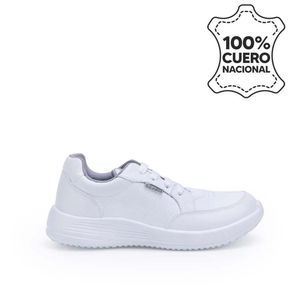 Zapatilla Escolar Casual ALEX-053 K Blanco Rabbit Cuero