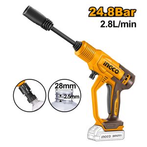 Hidrolavadora Inalámbrica Ingco 20V P20S Batería 2.0AH + Kit de Accesorios CPWLI20362
