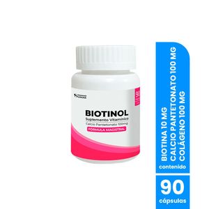 Biotina 10mg + Calcio Pantetonato 100g + Colageno 100mg 90 Capsulas Dermo Sumak
