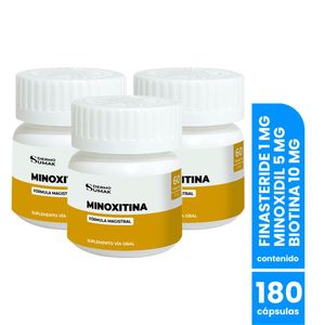 Finasteride 1mg + Minoxidil 5mg + Biotina 10mg 60caps  Dermo Sumak 3und