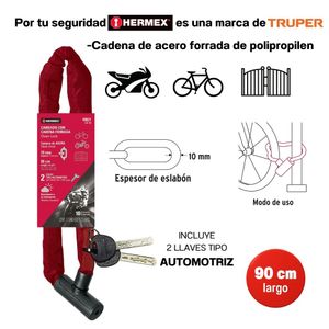 Candado cadena bicicleta moto cadena forrada hermex cb-90