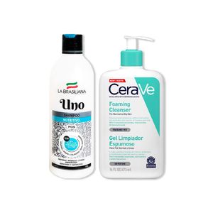 Shampo Uno + Cerave Gel Limpiador Espumoso Foaming Cleanser 473ml