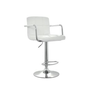 Silla Para Bar Regulable En Altura Nill Cuero Reposabrazos Blanco Ofideas