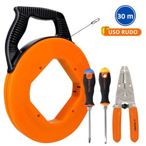 Kit wincha pasacables 30m Profesional alicate pelacable 2 desarmadores