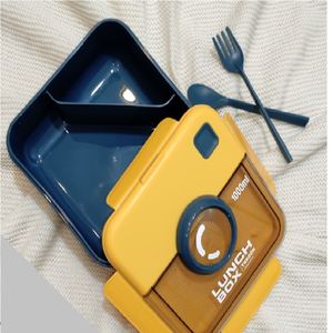 Taper Kawaii Lunch Box con Cubiertos Azul