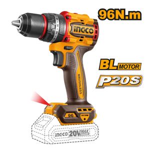Taladro Percutor Brushless Chuck Metálico Ingco 20V 96NM + Baterías + Accesorios CIDLI20968