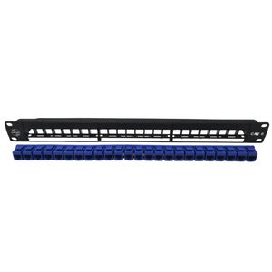 PATCH PANEL SATRA 24 PUERTOS CON JACK AZUL CAT 6