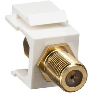 Acoplador Keystone Blanco NTW F-Type Baquelita Dorada - Conecta Dos Cables Coaxiales Macho