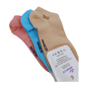 Pack de 3 Medias Tobilleras de Mujer colores Marron, Celeste, Rosa