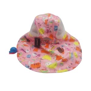 Sombrero con silbato rojo con azul y diseño de gatos sonrientes