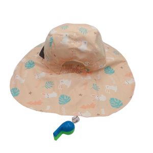 Sombrero con silbato azul con verde y diseño de conejitos