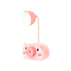 Lámpara de escritorio multifuncional Tajador portalápices Chancho Rosa