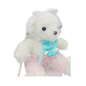 Bolso Modelo Osa de Peluche con Lazo Morado Rosado