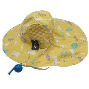 Sombrero con silbato amarillo con azul y diseño de conejitos
