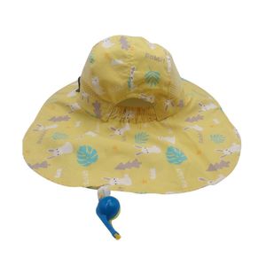 Sombrero con silbato amarillo con azul y diseño de conejitos