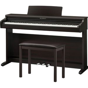 Piano Digital Kawai KDP120 de 88 Teclas con Banco a Juego (Madera Rosa Premium) - Ideal para Princip