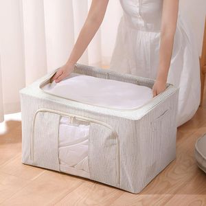 Cesta Plegable Para Sabanas Ropa Rayada Gris  603GR02