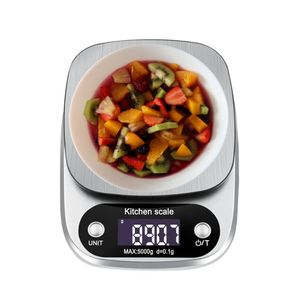 Balanza Digital Gramera 5kg/0.1g con Plataforma de Acero Inoxidable para Cocina