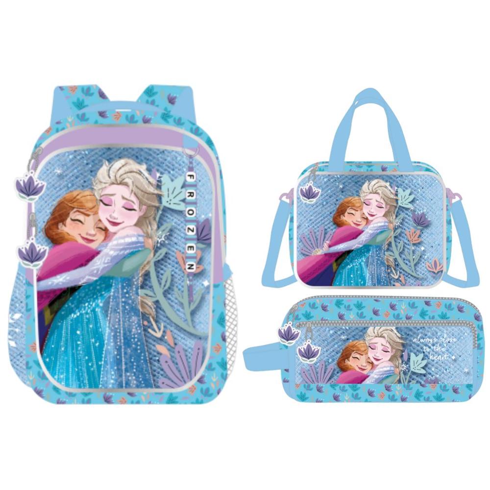 Pack Escolar Mochila Oficio Premium Disney Elsa Ana Peluche - Real Plaza
