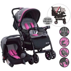 Coche de Paseo Braviar con Porta bebe Rosado