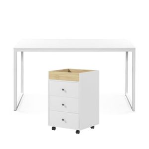 Combo Summer Escritorio Blanco + Cajonera Blanca Coricha Home