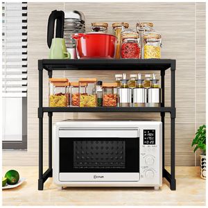 Estante Organizador de Microondas Multiusos de 3 Niveles Negro