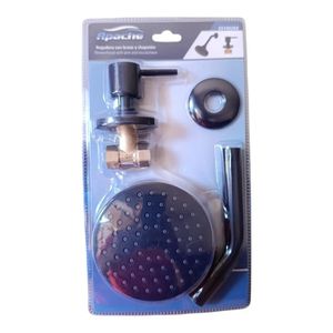 Combo Set Ducha 11cm brazo de 18cm con llave Aleta Negro Mate