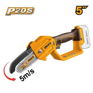 Mini Motosierra Ingco 20V 5" 13CM 5M/S + 1 Batería 2.0AH + Cargador CGSLI20581